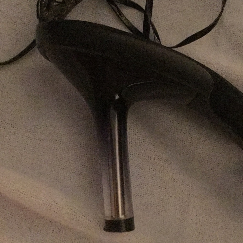 VS Laver Black Satin Ankle Strap Slides 7.5 - Picture 3 of 8